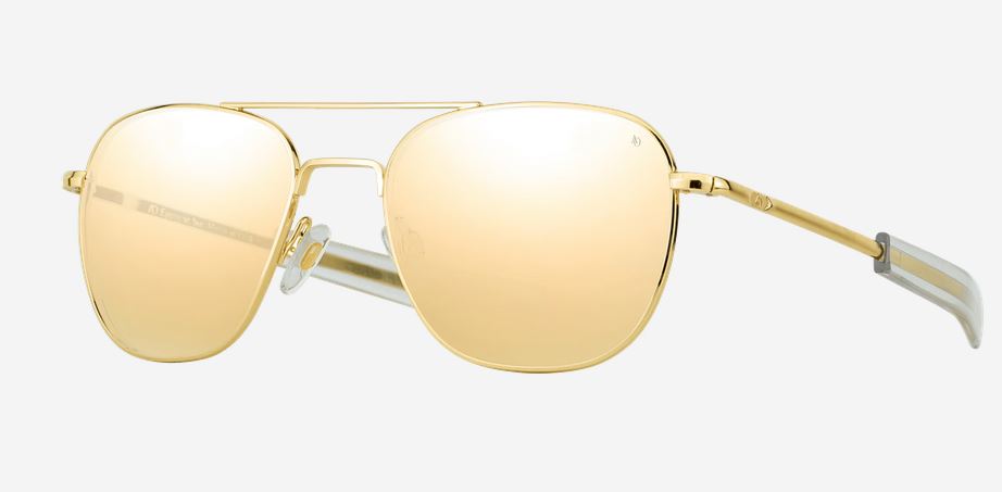 AO Original Pilot Sonnenbrille in Gold mit Gray Gold Flash Pol