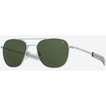 AO Original Pilot Matte Silver 55mm Green Nylon Bajonett Sonnenbrille